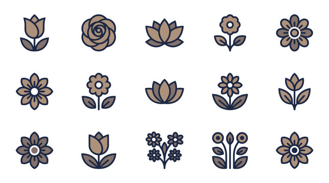 Collection of various flower icons.