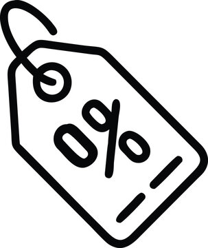 Hand drawn zero percent discount tag icon on white background sale percentage