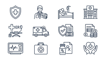 Fototapeta premium Medical healthcare symbols and icons.