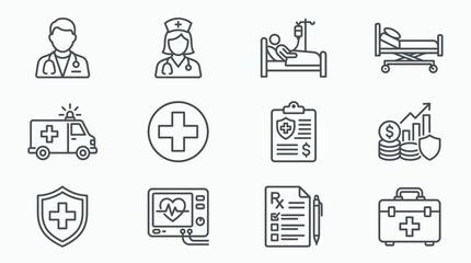 Fototapeta premium Medical icons and healthcare symbols.