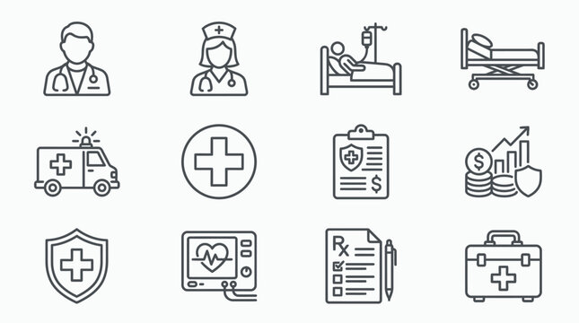 Medical icons and healthcare symbols.