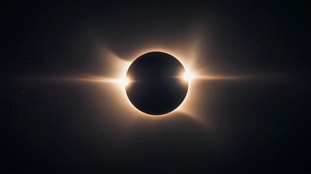 Stunning solar eclipse with glowing corona and dark space background bright natural phenomenon