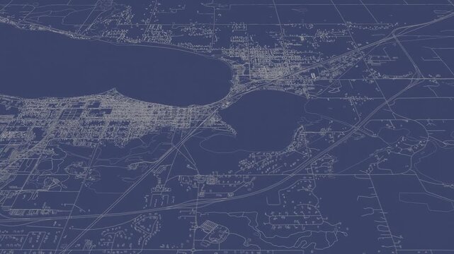 3D looped animation of city - Bemidji Minnesota, USA