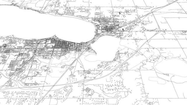 3D looped animation of city - Bemidji Minnesota, USA