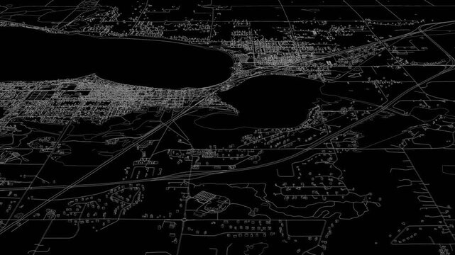 3D looped animation of city - Bemidji Minnesota, USA