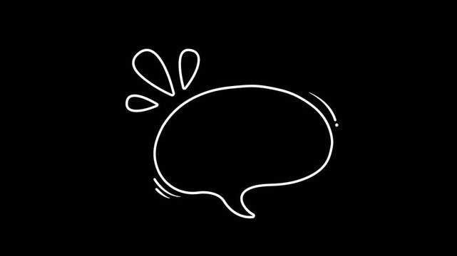 Animated Comic Style Speech Bubble Outline with Attention Marks, Transparent Background