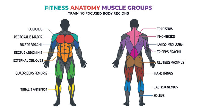 Fitness Anatomy Muscle Groups: Training Focused Body Regions Chart