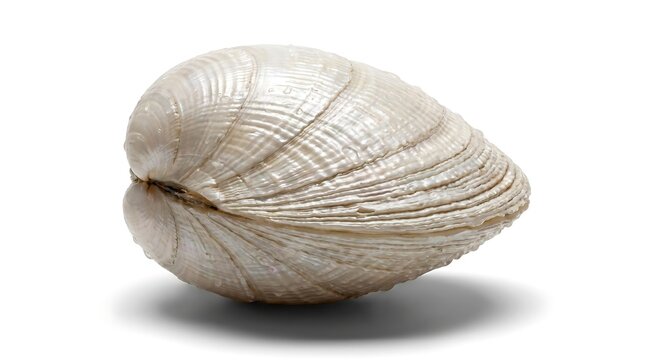 A single closed clam shell isolated on a white background.