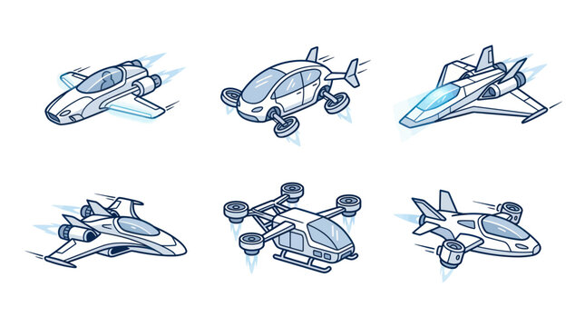 Futuristic Flying Vehicles: Sci-Fi Aircraft, Drones, and Hovercars Collection