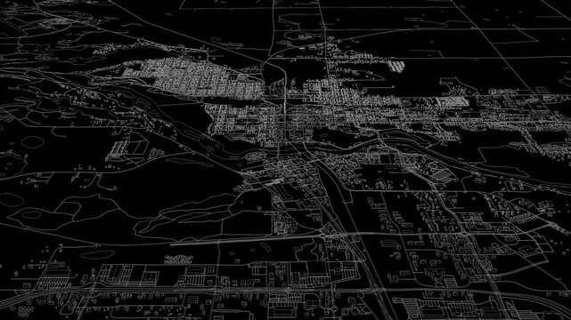 3D looped animation of city - Brainerd Minnesota, USA