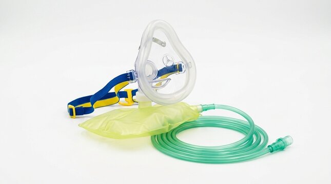 Emergency Oxygen Mask on White Background