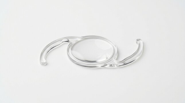Intraocular Lens IOL Implant on White Background Macro