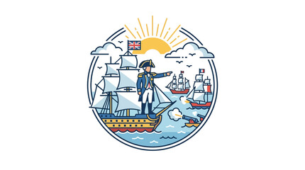 Admiral on Warship Sea Battle Illustration © Naufal Arsyad