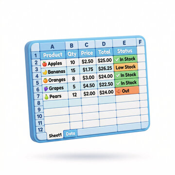 Tableau de Donn&eacute;es et Feuille de Calcul