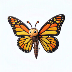 Fototapeta premium Papillon Monarque en Illustration 3D Isolée
