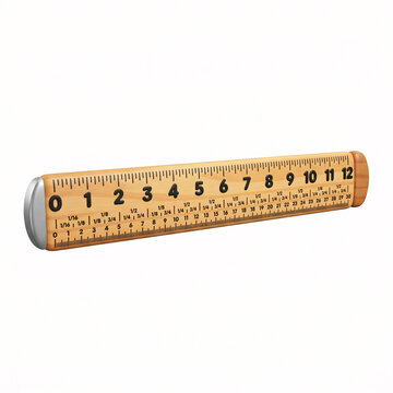 R&egrave;gle Gradu&eacute;e en Bois sur Fond Blanc