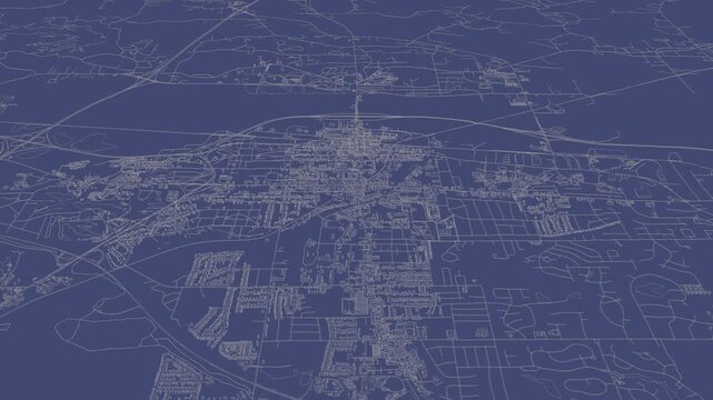 3D looped animation of city - Tupelo Mississippi, USA