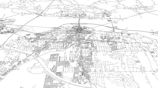 3D looped animation of city - Tupelo Mississippi, USA