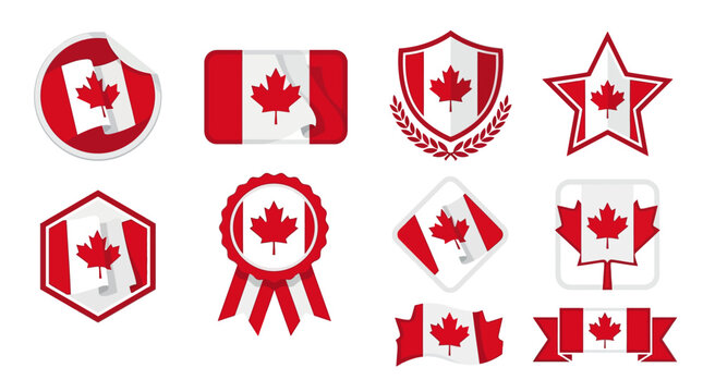 Canadian Flag Symbols and Logos. happy Canada Day