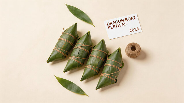 Dragon boat festival zongzi with leaves