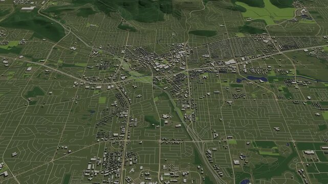 3D looped animation of city - Huntsville Alabama, USA