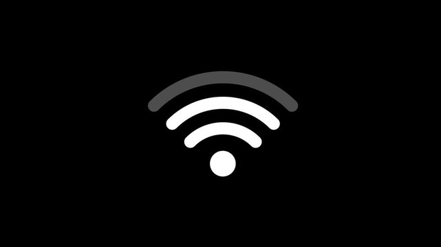Search and connected WiFi signal icon animation on a transparent background