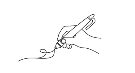 Obraz premium A hand drawing a continuous line with a pen on paper creating art