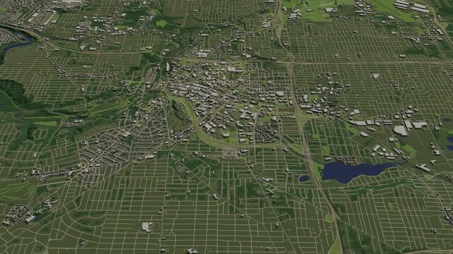 3D looped animation of city - Akron Ohio, USA