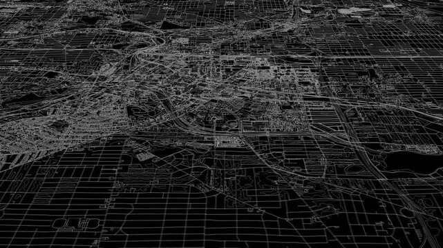 3D looped animation of city - Akron Ohio, USA