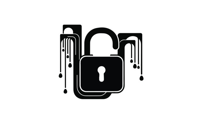 Padlock security symbol with binary code background