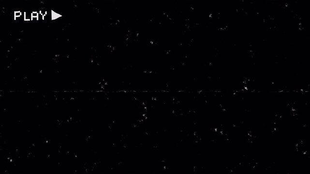 Play vhs retro screen glitch with noise and scanlines