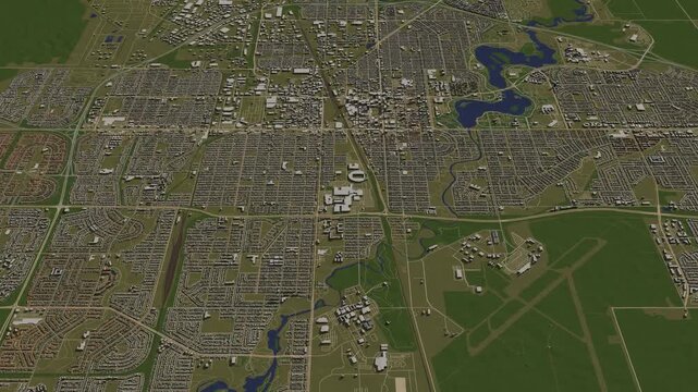 3D looped animation of city - Regina Saskatchewan, Canada