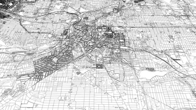 3D looped animation of city - Akron Ohio, USA