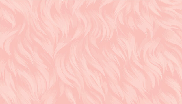 A soft and luxurious pink faux fur texture background with wavy strands. This abstract vector illustration provides a fluffy, elegant, and cozy aesthetic for modern design projects and backdrops.