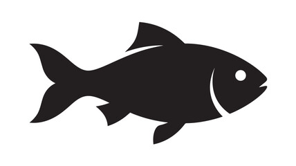 Obraz premium Black fish silhouette in simple style with white background in flat design for aquatic logo on transparent background