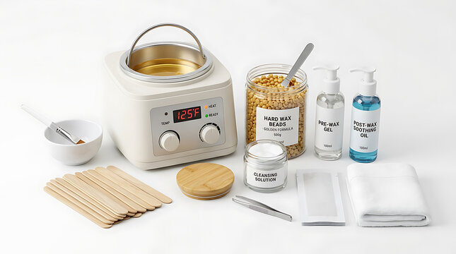 Professional Hair Removal Waxing Kit for Salon & Home Use: Depilation Machine, Hard Wax Beads, Pre-Wax & Post-Wax Treatments