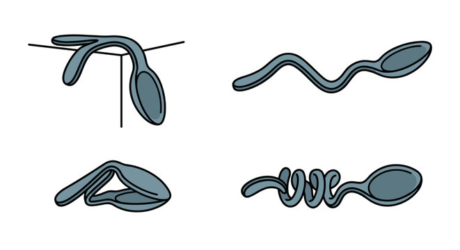 Distorted metal spoon set with surreal and melting shapes