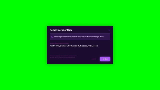Remove Credentials Security Alert Modal Window Interface Popup Animation