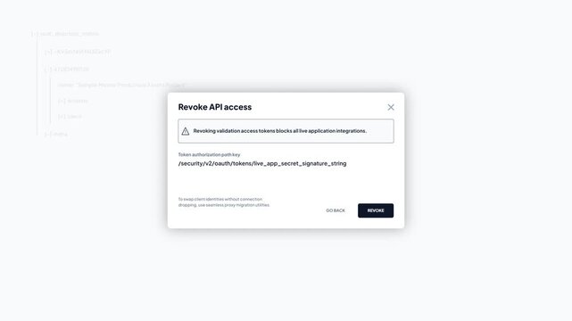 Revoke API Access Warning Modal Window Interface Confirmation Popup Animation