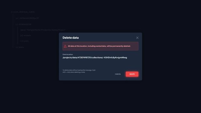 System Directory Database Deletion Modal Window Warning Alert Pop Up Interface