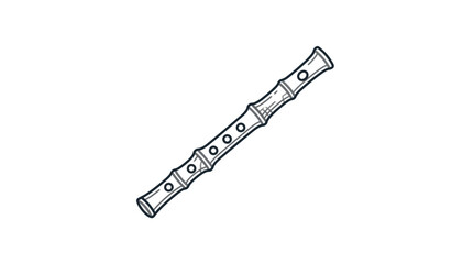 Simple line art illustration of a wooden flute. © ratih
