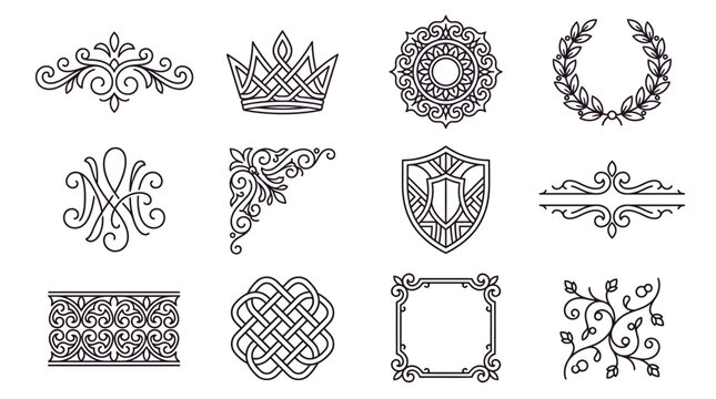 Ornate decorative elements and frames.