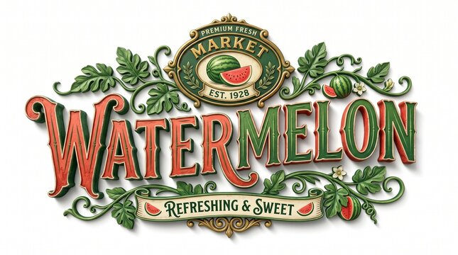 Vintage Watermelon Market Sign Est 1928 Refreshing Sweet