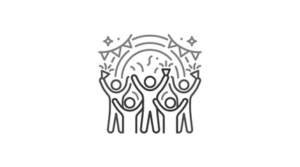 Fototapeta premium Group of people celebrating together with raised hands icon.