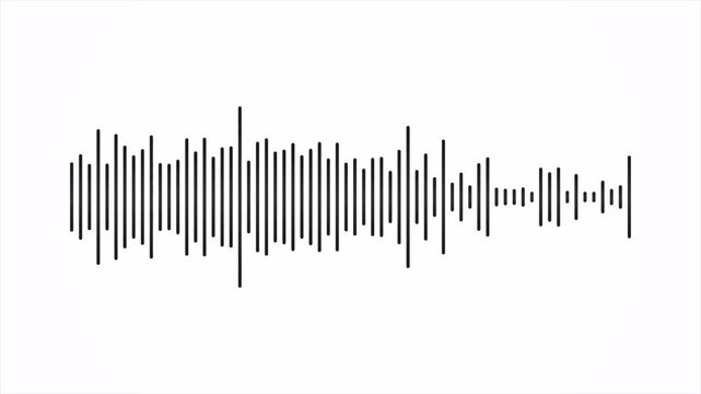 Digital Audio Waveform Pulsating Black Spectrum Bars on Minimalist White Background for Frequency Visualization and Sonic Signal Analysis 4k video