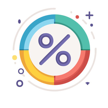 Flat design percent sign icon with pie chart elements