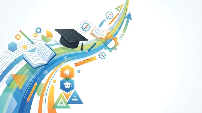 Abstract background illustration with education symbols and academic elements for school and learning concepts.