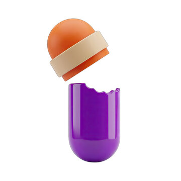 3D Render of an Open Pill Capsule with Bite Marks
