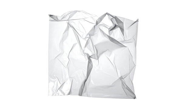Isolated crumpled white paper sheet with sharp creases and rough texture for document waste