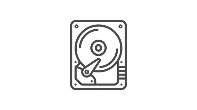 Internal hard disk drive HDD data storage line icon.